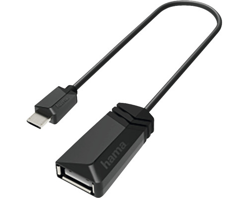 Cablu OTG adaptor micro USB -> USB 2.0 Hama 15cm negru (conectori tată->mamă) Cablu adaptor USB Hama, mufă USB-C la priză USB-A