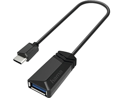 Cablu OTG adaptor USB tip C -> USB 3.1 Hama 15cm negru (conectori tată->mamă)