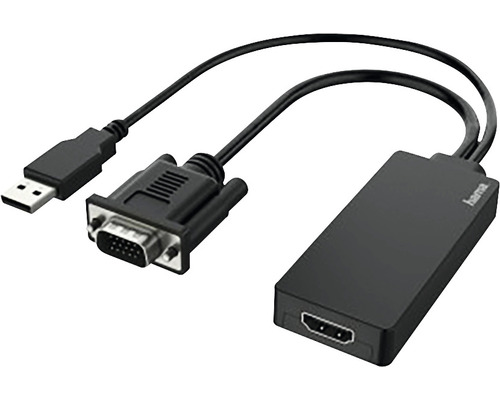 Adaptor video convertor VGA -> HDMI Hama negru, cu alimentare USB (conectori tată->mamă auriți) Adaptor video convertor VGA -> HDMI Hama negru, cu alimentare USB (conectori tată->mamă auriți)