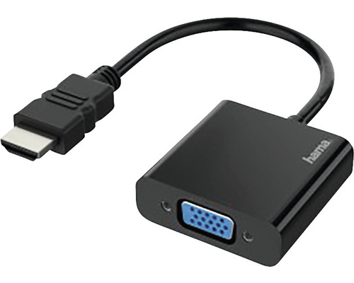 Adaptor audio/video convertor HDMI -> VGA + sunet Hama negru (conectori tată->mamă auriți)