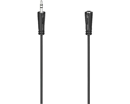 Prelungitor cablu audio jack stereo Hama 1,5m negru (conectori tată->mamă) Cablu prelungitor audio cu mufă jack de 3,5 mm la priză jack de 3,5 mm