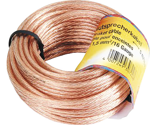 Cablu difuzoare Hama 2x1,5 mm² transparent, inel 10m Rolă cablu difuzor cu lungimea de 5 metri