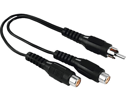 Cablu audio adaptor 2xRCA -> RCA Hama negru, pentru subwoofer (conectori mamă->tată)