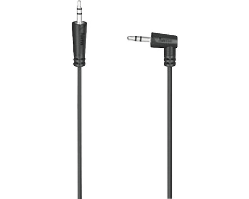 Cablu audio jack stereo Hama 1,5m cotit unghi 90°, negru (conectori tată)