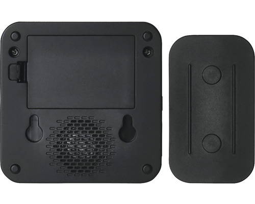 Partea din spate a unui dispozitiv negru cu suport de perete