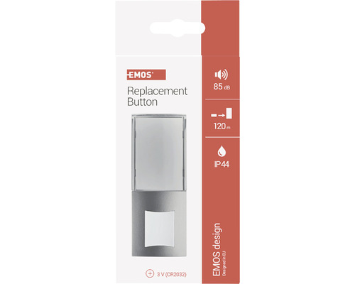 Buton de înlocuire EMOS cu un volum de 85 decibeli și o rază de acțiune de 120 metri, clasă de protecție IP44