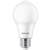 Bec LED cu senzor de mișcare Philips E27 8W 806 lumeni, glob mat A60, lumină caldă-thumb-0