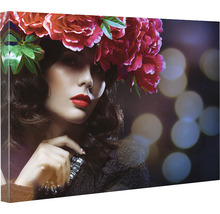 Pânză decorativă cu portretul unei femei cu ornamente florale