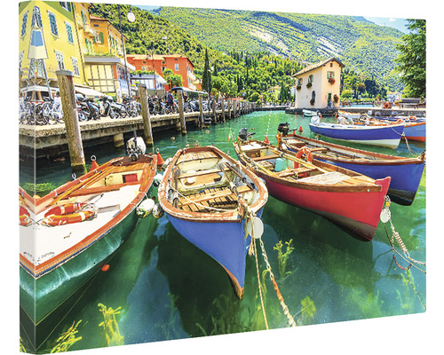 Imagine pe pânză cu bărci într-un port maritim