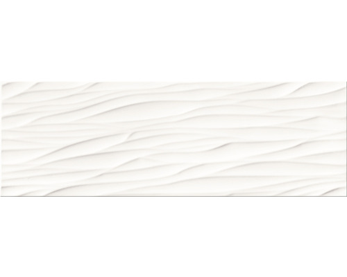 Faianță baie / bucătărie Structure Pattern White Wave rectificată, albă lucioasă 25x75 cm