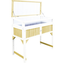 Jardinieră înaltă din lemn cu capac transparent pentru grădină