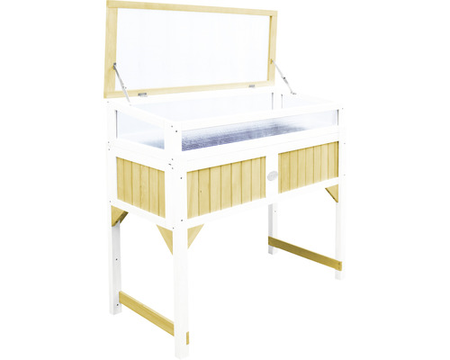 Jardinieră înaltă din lemn cu capac transparent pentru grădină