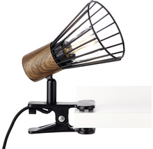 Lampă de citit Manama E14 max. 1x28W, clemă de fixare, negru/lemn