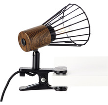 Lampă de citit Manama E14 max. 1x28W, clemă de fixare, negru/lemn