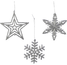 Decorațiune cu agățătoare H 10 cm argintiu-thumb-0 Decorațiune cu agățătoare H 10 cm argintiu-thumb-0