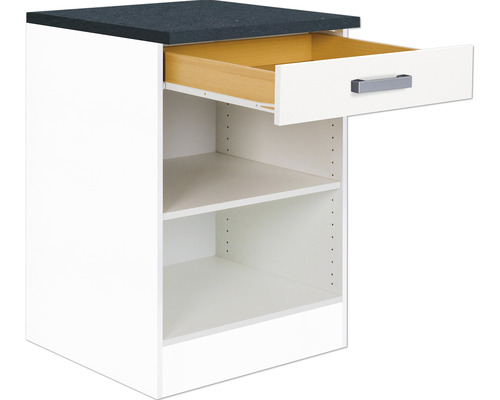 Corp inferior de bucătărie cu sertar, raft deschis și blat