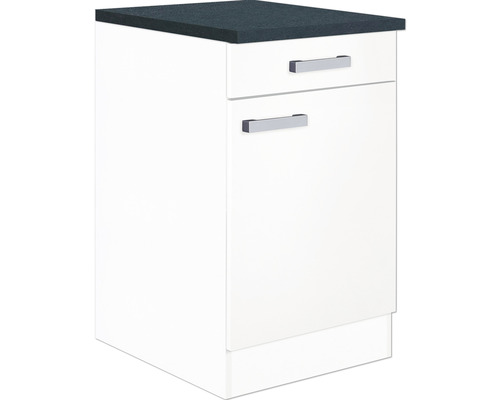 Corp inferior bucătărie Optifit Salo214, 50 cm, 1 ușă 1 sertar, alb Corp inferior cu sertar și ușă pentru bucătărie