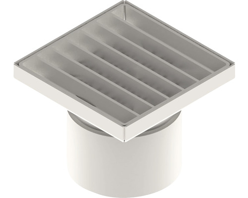 Sifon pardoseală inox VODALAND grătar inox 151x151 mm iesire verticală Ø 110 mm Sifon de pardoseală pătrat cu grătar