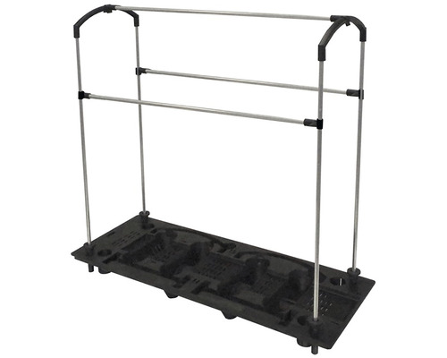 Suport pentru haine cu două bare și o poliță de depozitare