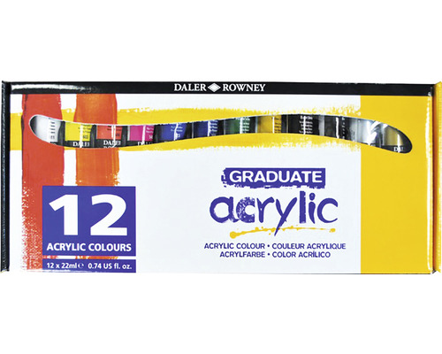 Set de vopsele acrilice Daler Rowney Graduate cu 12 tuburi
