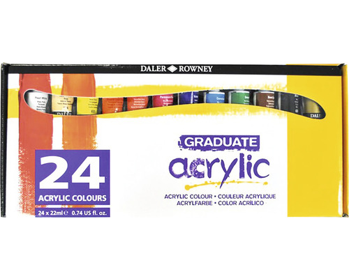 Daler-Rowney Graduate culori acrilice, set de 24 de culori