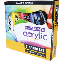 Set de inițiere Daler Rowney Graduate cu vopsele acrilice, cu cinci tuburi de câte 120 ml