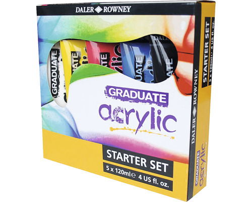 Set de inițiere Daler Rowney Graduate cu vopsele acrilice, cu cinci tuburi de câte 120 ml