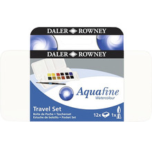 Set de călătorie acuarele Daler Rowney Aquafine cu douăsprezece culori și o pensulă