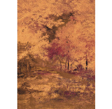 Ilustrație a unui peisaj forestier cu copaci și plante