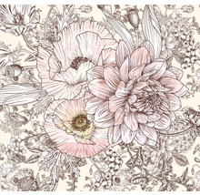 Model floral cu motiv de maci și dalii