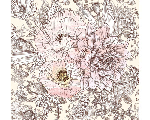 Model floral cu motiv de maci și dalii