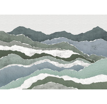 Imagine de perete cu peisaj montan și aspect de decupaj de hârtie