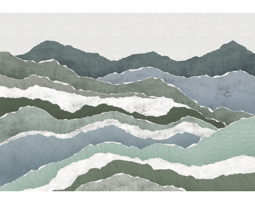 Imagine de perete cu peisaj montan și aspect de decupaj de hârtie