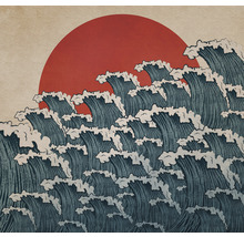 Ilustrație cu valuri și soare