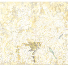 Tapet cu motiv de junglă, inclusiv leopard și papagali