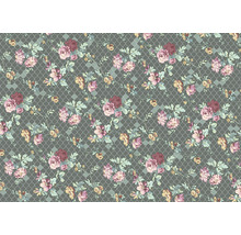 Model floral cu trandafiri și frunze pe un fundal reticular