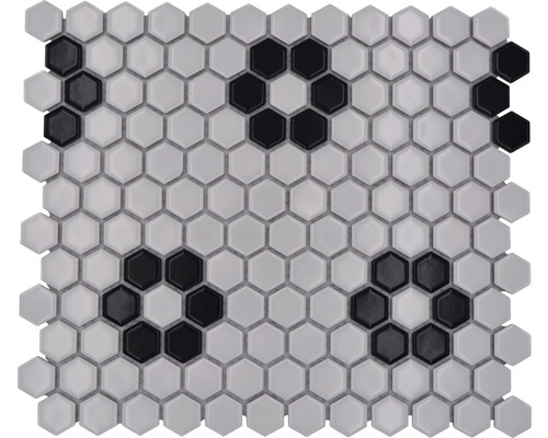 Mozaic piscină ceramic HX035 alb-negru lucios 26x30 cm
