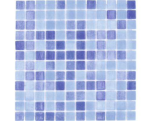 Mozaic piscină sticlă VP1158PAT albastru 31,6x31,6 cm Placă de mozaic cu elemente pătrate, deschise și închise la culoare