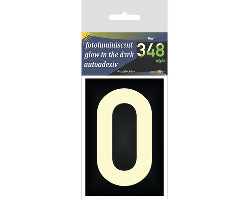Număr casă „0” pentru poartă/ușă, material plexiglas fosforescent