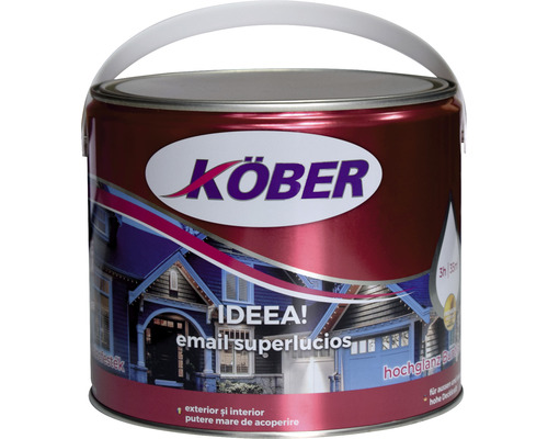 Email superlucios Ideea Köber gri antracit RAL 7016 4 l Recipient cu vopsea pentru interior și exterior cu putere mare de acoperire