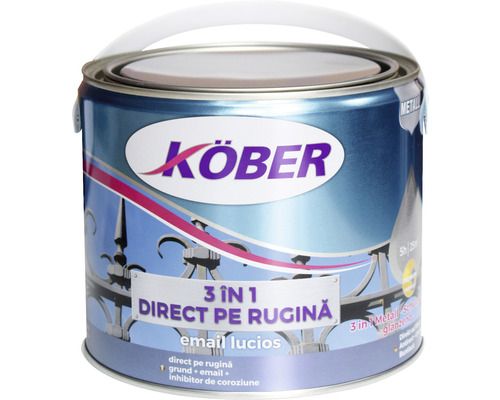 Email lucios anticoroziv Köber 3 în 1 Direct pe rugină verde reseda RAL 6011 2,5 l Email lucios anticoroziv Köber 3 în 1 Direct pe rugină verde reseda RAL 6011 2,5 l