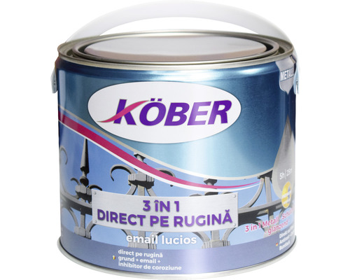 Email lucios anticoroziv Köber 3 în 1 Direct pe rugină gri grafit RAL 7024 2,5 l Email lucios anticoroziv Köber 3 în 1 Direct pe rugină gri grafit RAL 7024 2,5 l