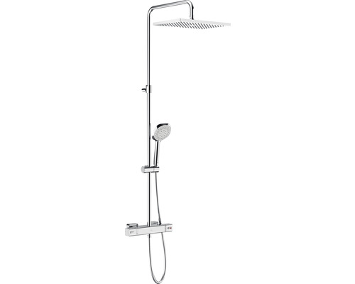 Sistem de duș termostatat Roca Level-T duș fix 24,5x36,5 cm, pară duș 3 funcții, crom