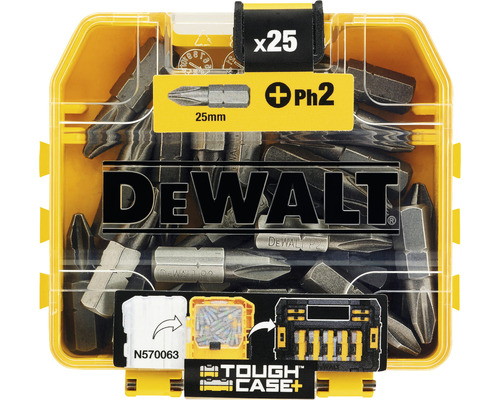 Set de biți DeWalt cu 25 de bucăți în carcasă galbenă