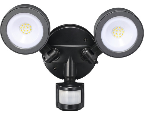 Aplică LED exterior Tarraco 2x10W 1900 lumeni, senzor de mișcare, IP65, negru Reflector LED de exterior cu senzor de mișcare