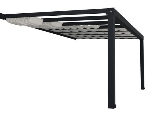 Pergolă cu acoperiș din material textil pentru grădină