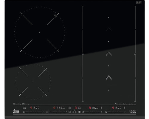 Plită electrică incorporabilă Teka IZS 66700 MSP cu inducție, 5 zone de gătit, Touch Control Multislider, Timer, 60 cm, sticlă neagră