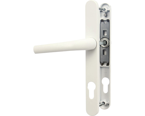Mânere ușă cu șild PM-Technic Filiz 92/240 mm alb, pentru tâmplărie PVC