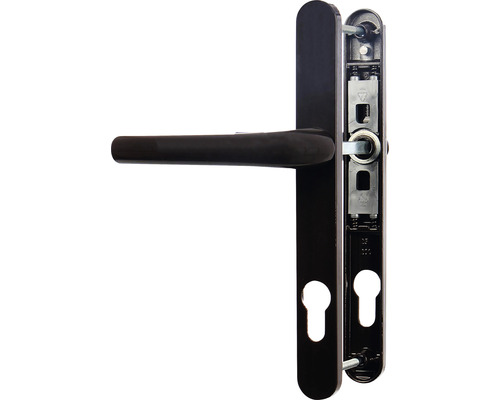 Mânere ușă cu șild PM-Technic Filiz 92/240 mm maro închis, pentru tâmplărie PVC Feronerie de ușă cu placă lungă și orificiu pentru cheie