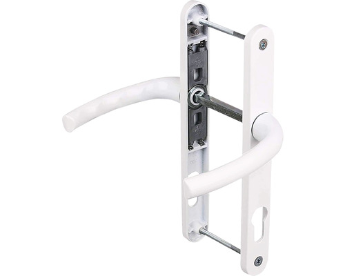 Mânere ușă cu șild PM-Technic Safir 85/230 mm alb, pentru tâmplărie PVC, lățime 35mm